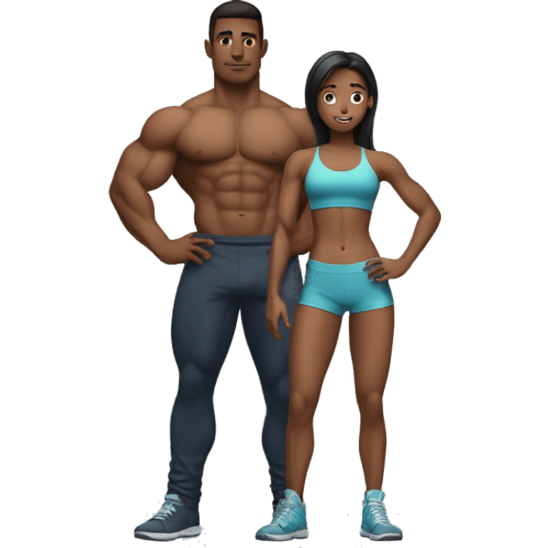 muscle girl standing next to a boy emoji