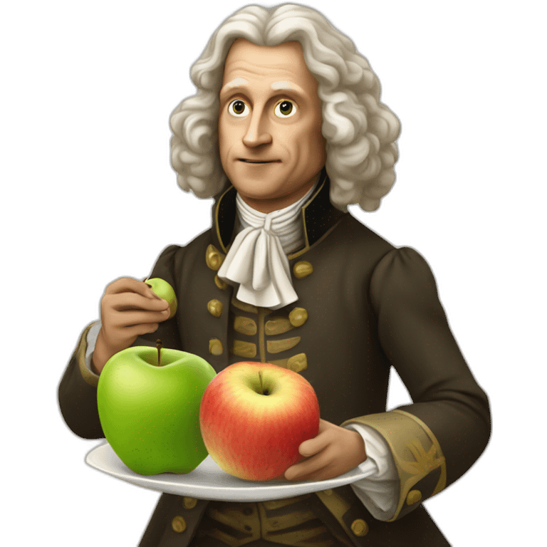 Sir Isaac Newton eating an apple emoji