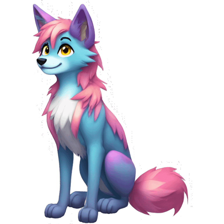 Anthro Colorful Shiny Falvie-Popparotzi-Sparkle-Wolf-sona full body emoji