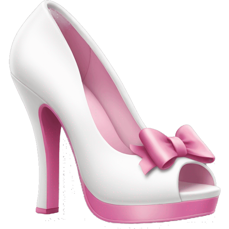 white chunky high heel with a pink bow emoji