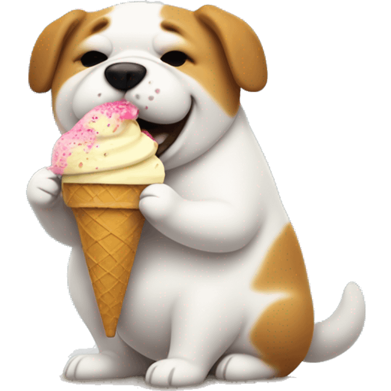 Fat dog eating ice cream with a beach umbrella  emoji