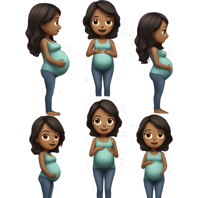 pregnant woman with dark brown hair  emoji