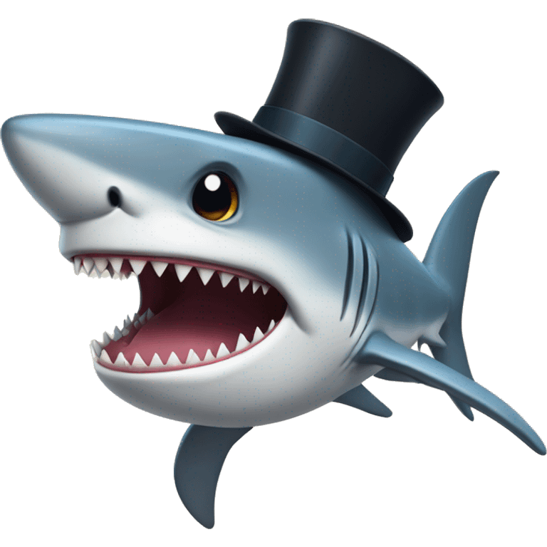 Shark with a top hat emoji