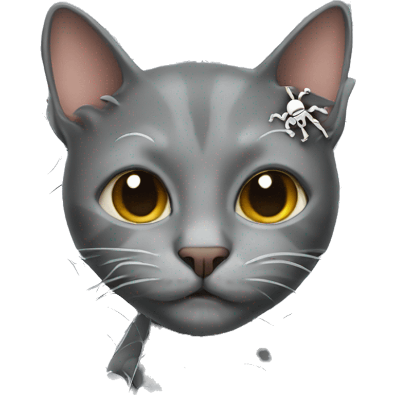 the cat with spider web and skeletons emoji