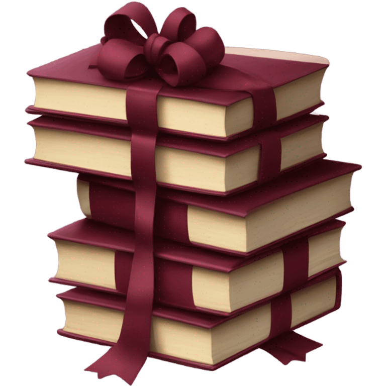 burgundy books stacked up and tied together by a burgundy bow emoji