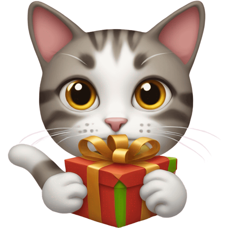 cat holding a gift emoji