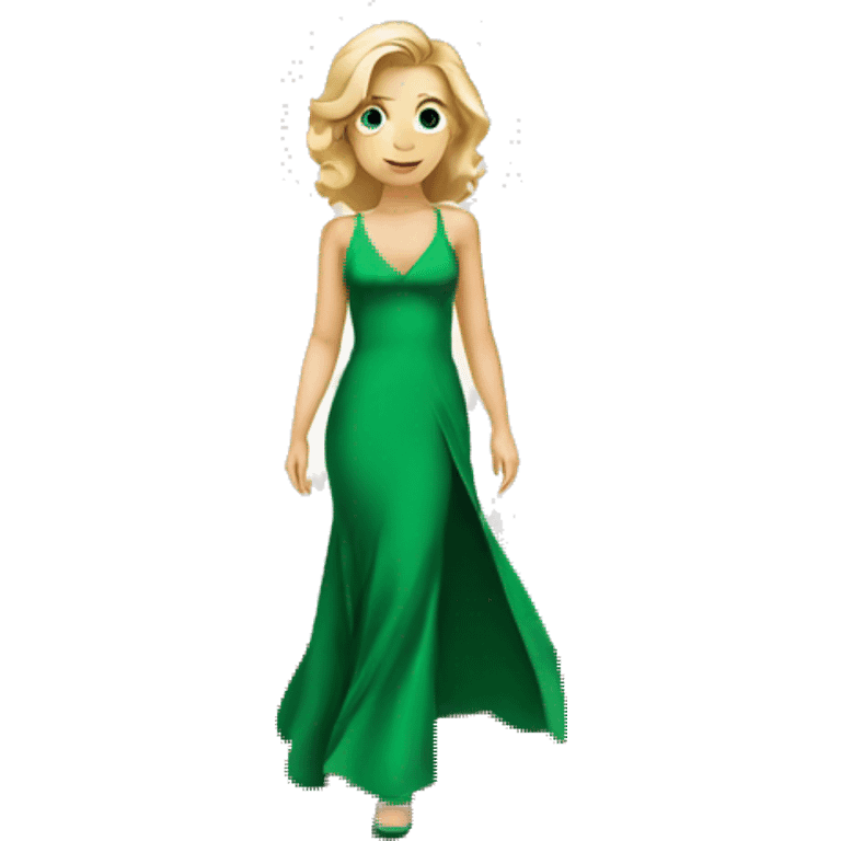 blonde in green dress walking on red carpet emoji