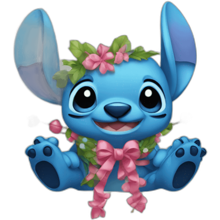 Stitch with garlands emoji