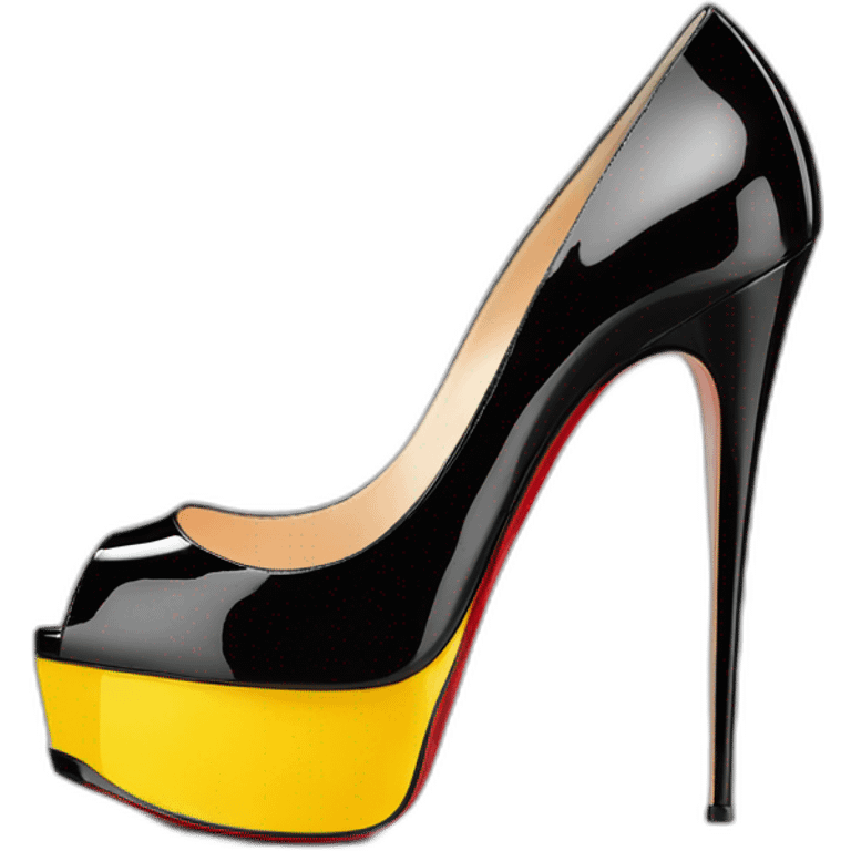 Louboutin Black patent Leather Lady Peep Toe Platform emoji