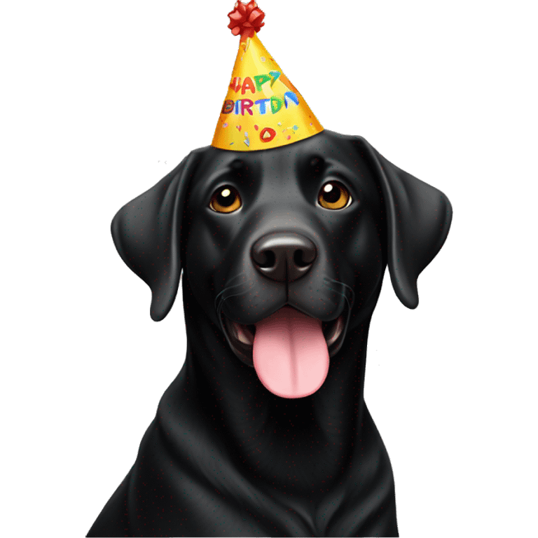 Black lab with birthday hat emoji