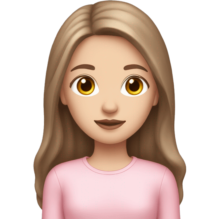  girl with brown hair, pink wings, pale skin tone long hair, pink outfit, pink lipgloss emoji