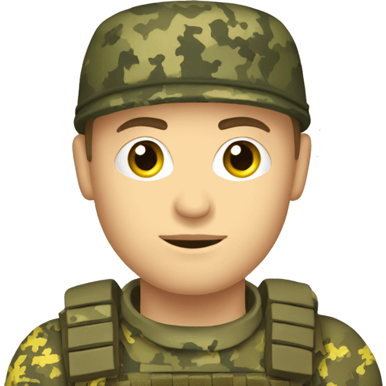 Ukrainian soldier, in camouflage pixel uniform emoji