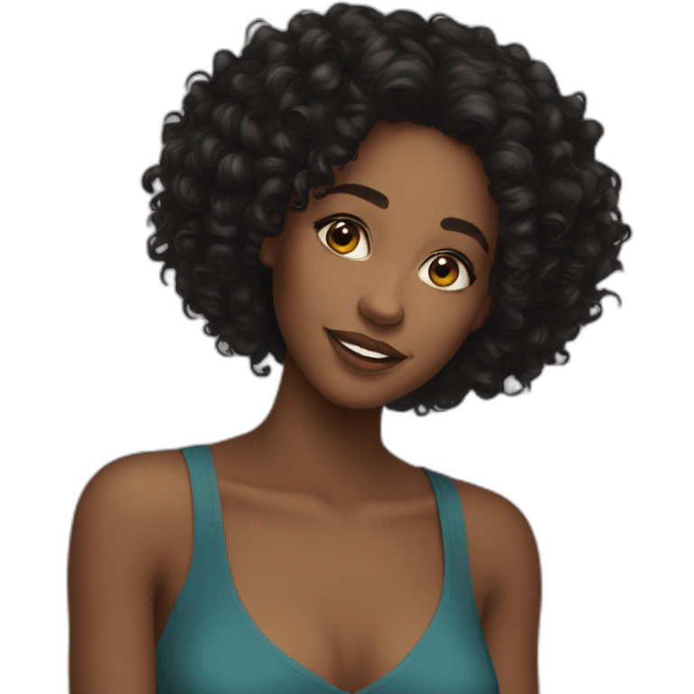 Beautiful teenage black woman with long black curls emoji