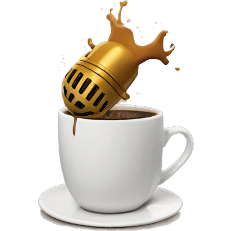 microphone falling in a coffee ug creating a splash emoji