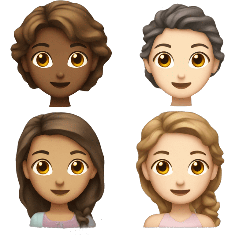 For girls two aisan and two white with brown hair  emoji