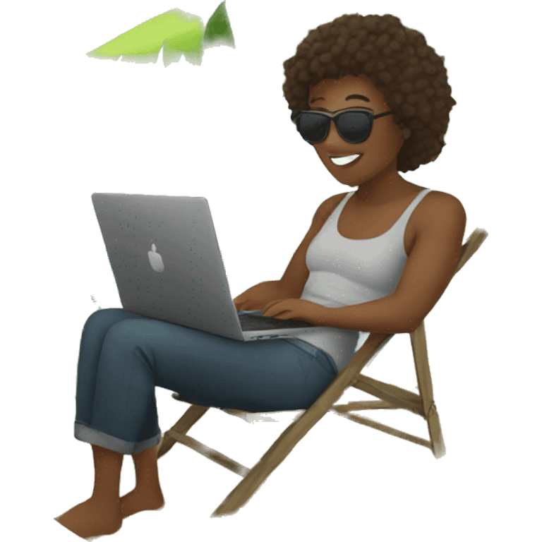 digital nomad working on the beach emoji