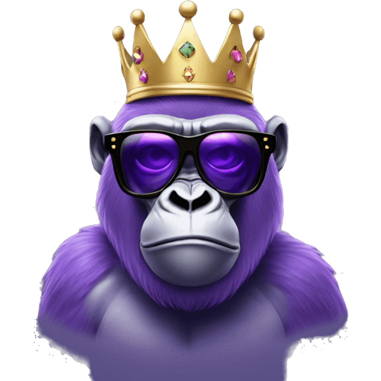 purple gorilla with crown and sunglasses emoji