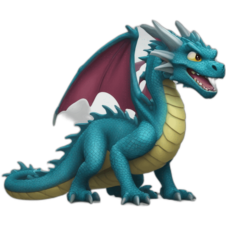 a realistic dragon with a comic-book style emoji