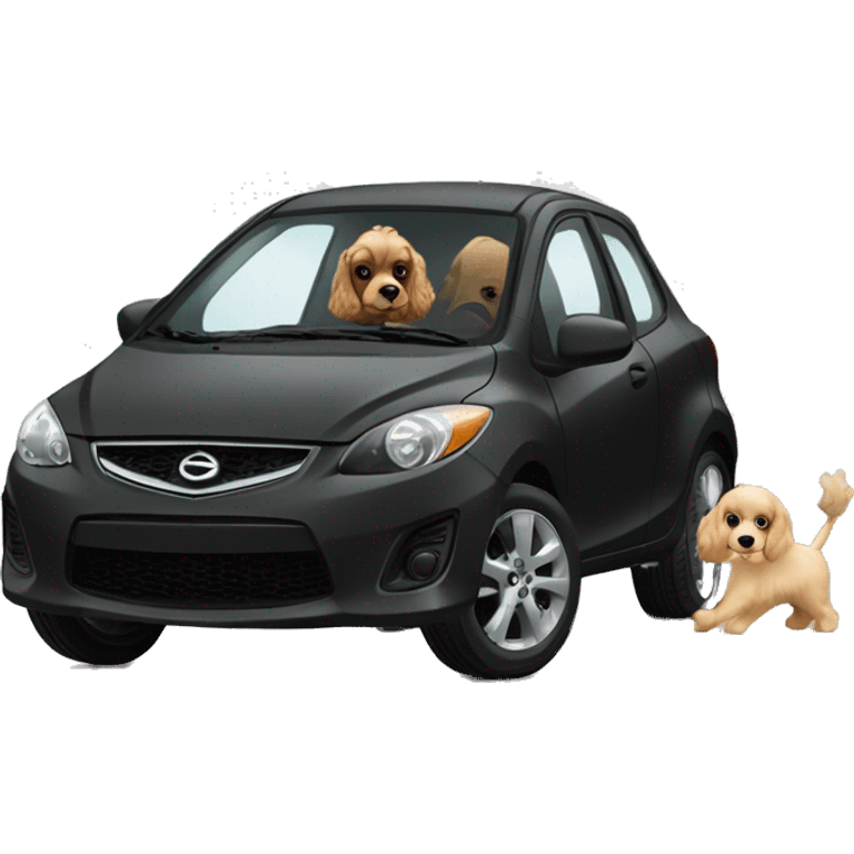 Light Cocker Spaniel driving a Black Mazda 2 emoji