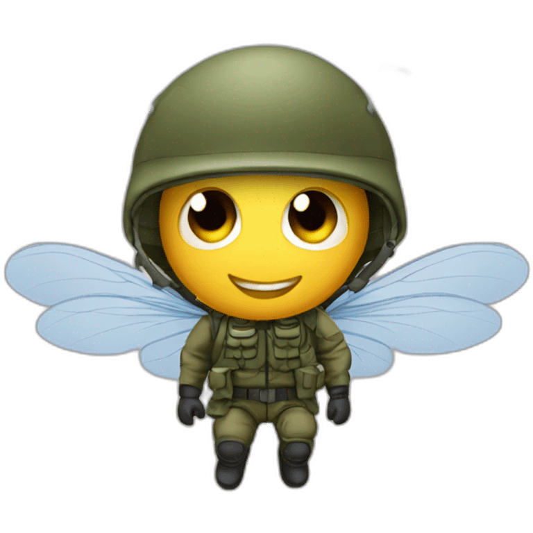 Parachuting ant in military outfit emoji