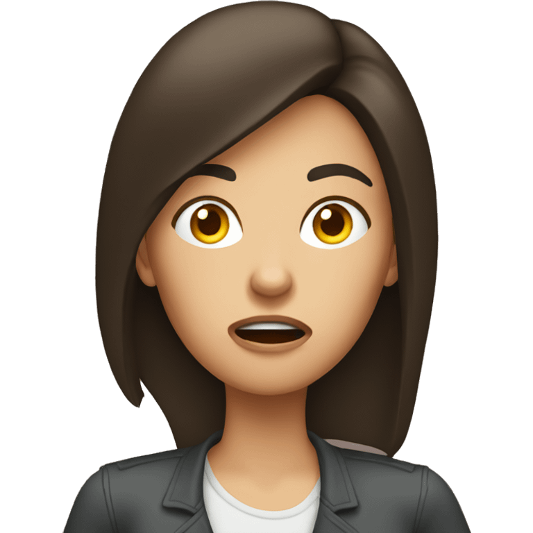 Brunette angry Woman talking on cell phone emoji