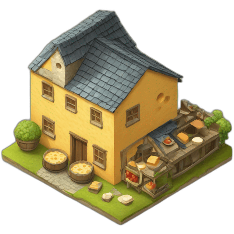 Cheese house isometric emoji