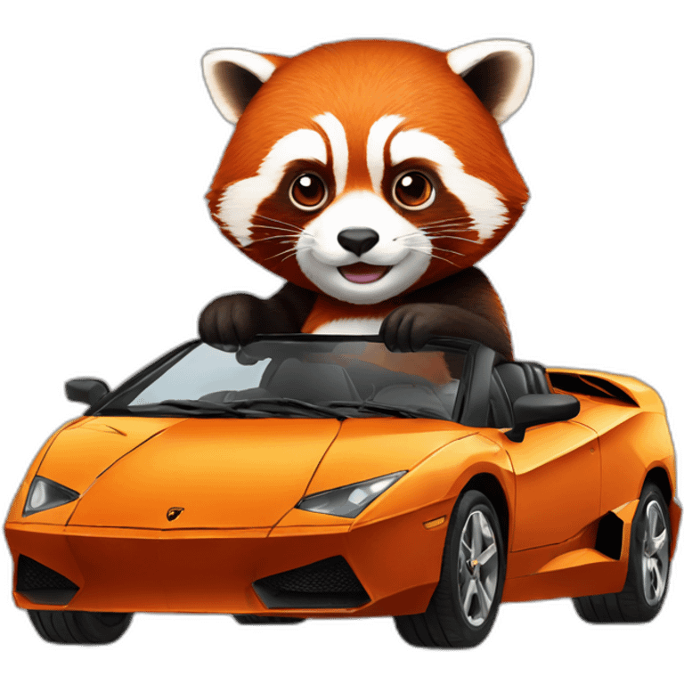 Red-panda-driving-lamborghini emoji