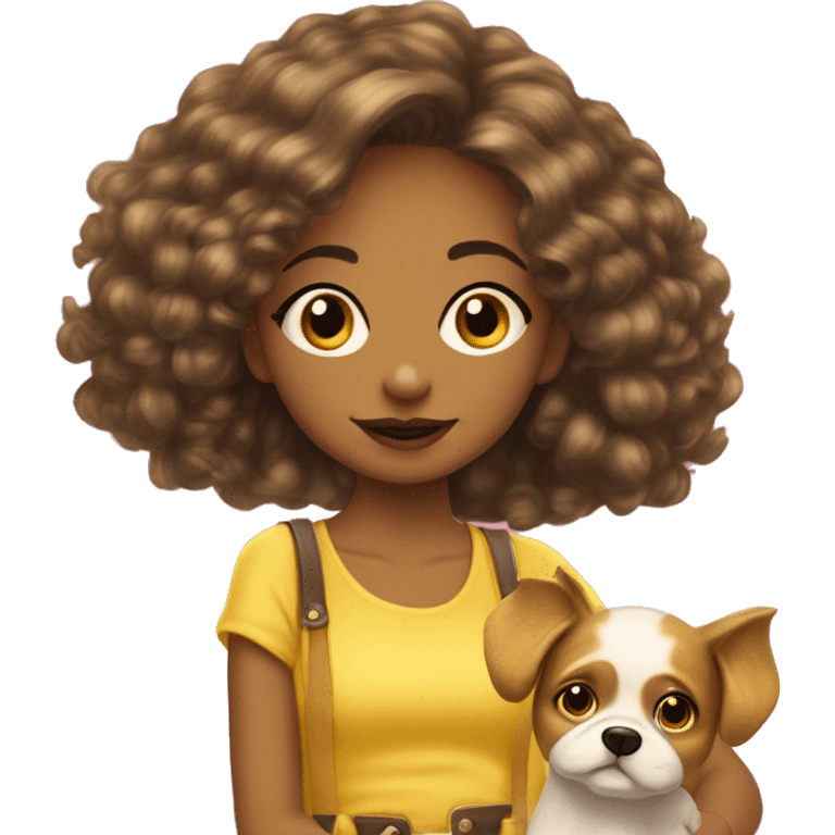 ￼ Coquette Burnett girls with yellow dog  emoji