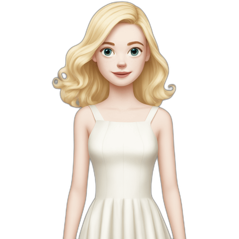 elle fanning with shoulder-length hair and a white dress emoji