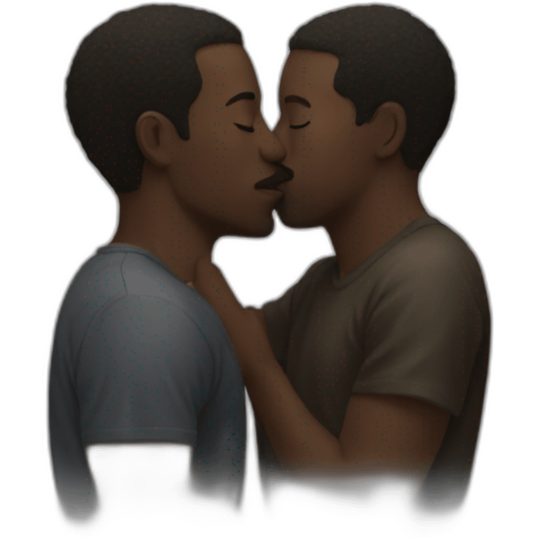 Black man kissing emoji