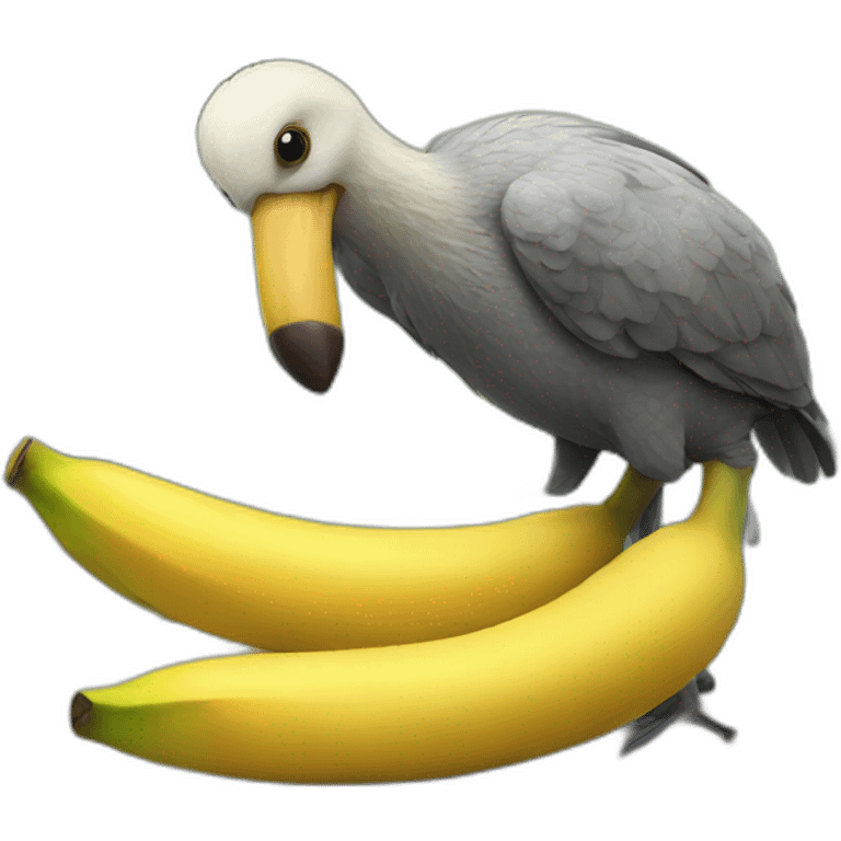 Bird Dodo eating a banana emoji