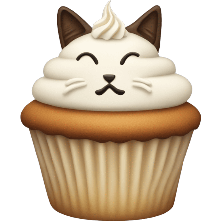 Cupcake with a Cat head and cream on top emoji