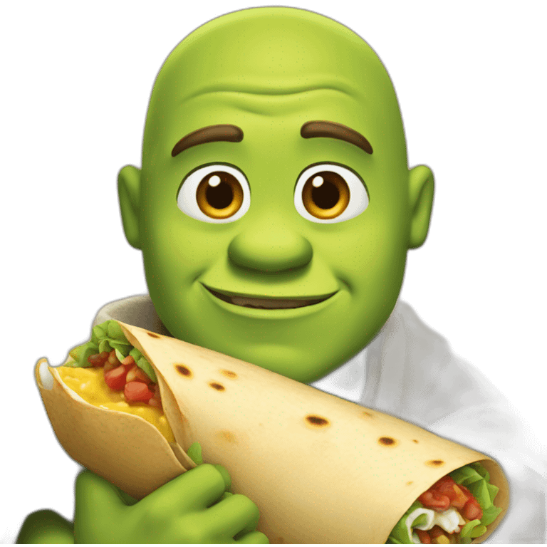 shrek con un burrito emoji