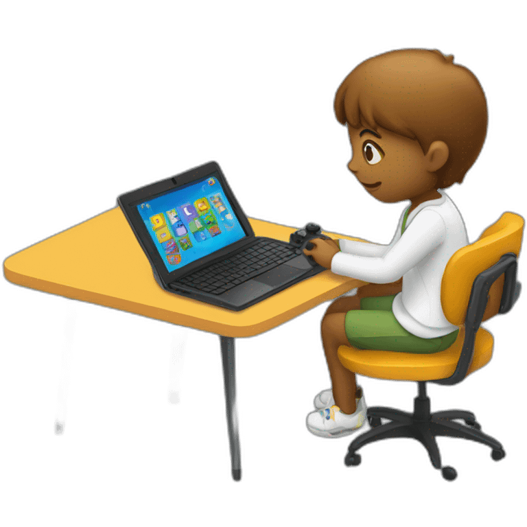 Student playing Games on laptop and gamepad emoji