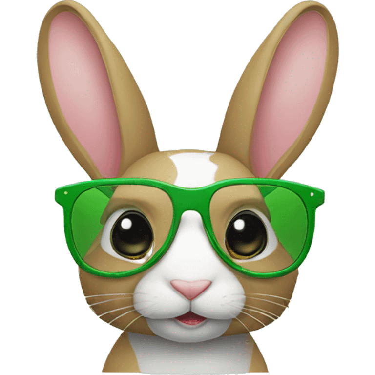 Rabbit vert avec lunette  emoji