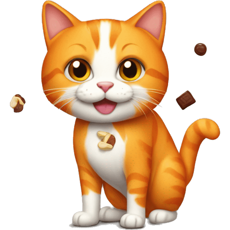 Orange cat with treat emoji