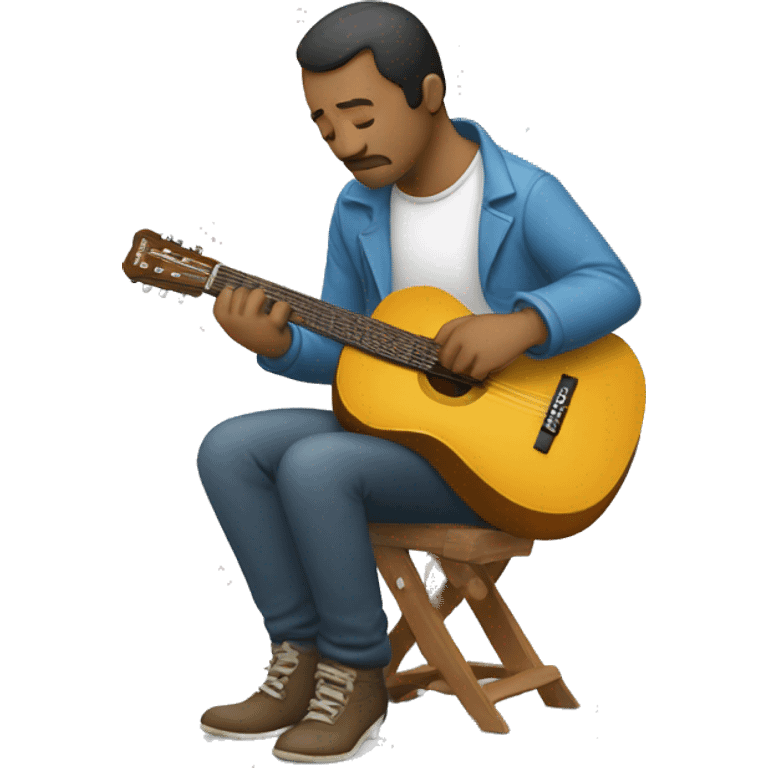 Un hombre triste con una guitarra en su espalda  emoji