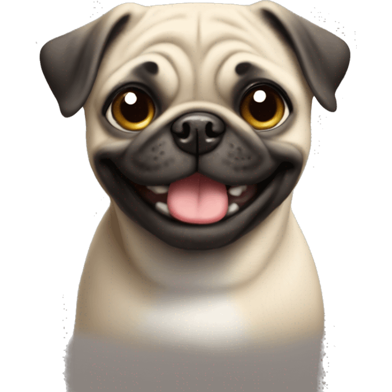 a happy pug with a little gray hair on face emoji