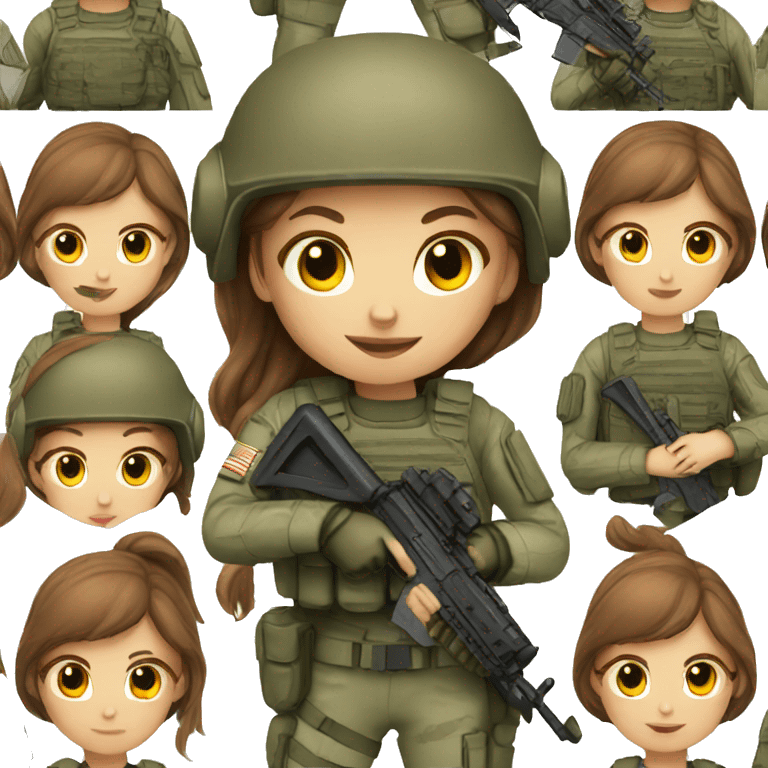 girl with brown hair in special forces outfit emoji