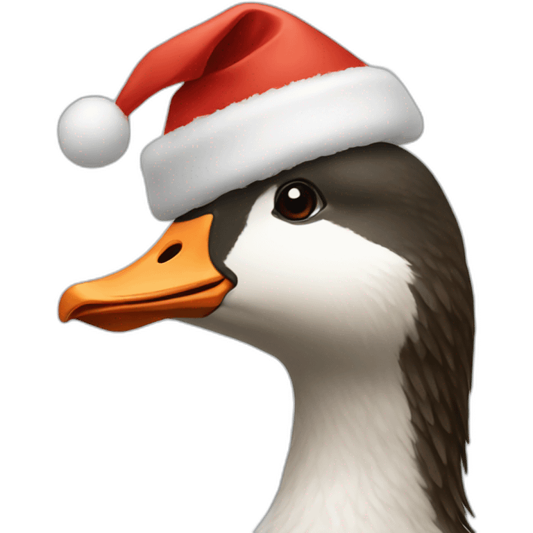 Goose with Xmas hat emoji