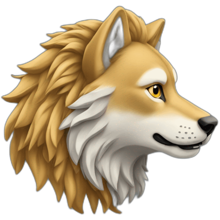 Un loup sur un lion emoji