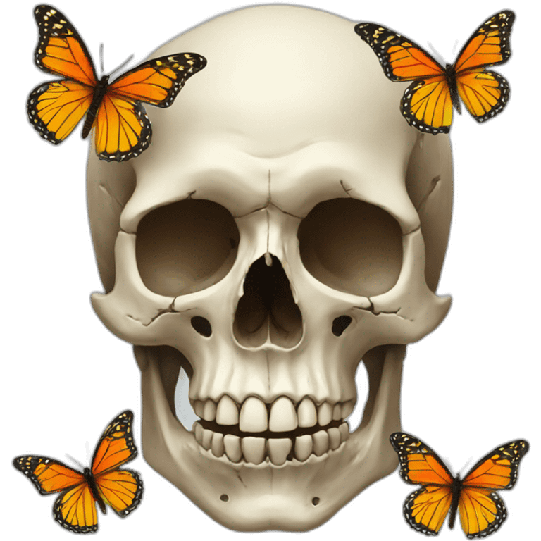 Skull and butterflies emoji