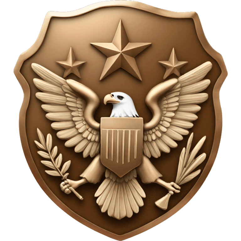 Bronze military badge with stars and an eagle emoji