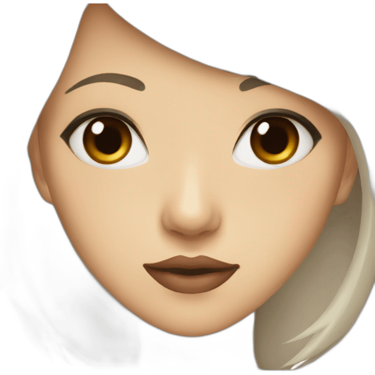 Pretty Asian Girl brown eye red lip emoji