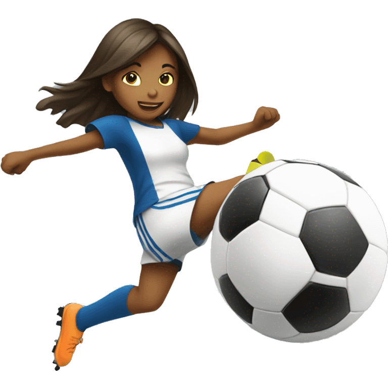 Girl kicking a soccer ball emoji