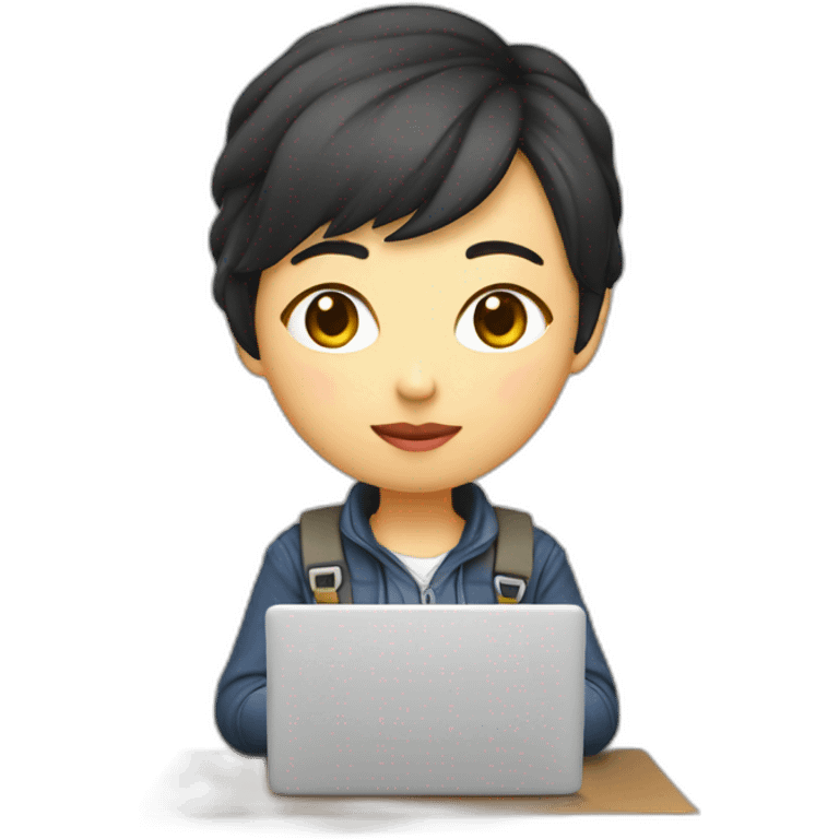 chinese tomboy developer with laptop emoji