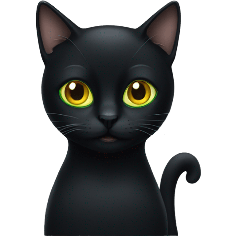 Black cat with yellow green eyes emoji