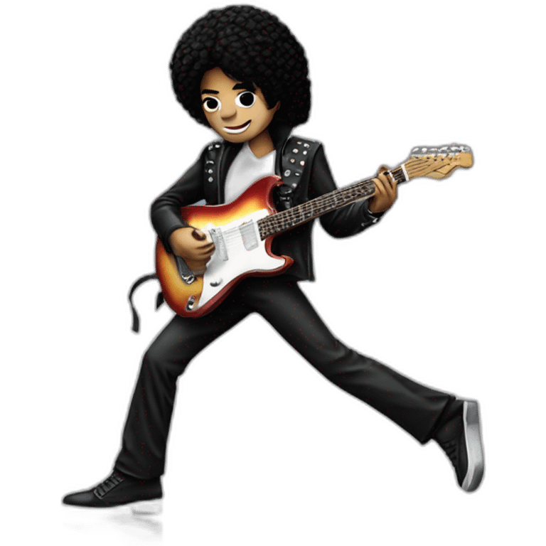 Michael Jackson with a guitar and he does the moonwalk emoji