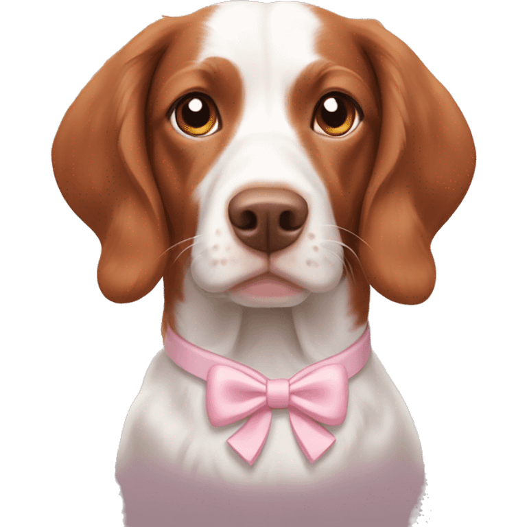 Brittany spaniel wearing light pink bow emoji