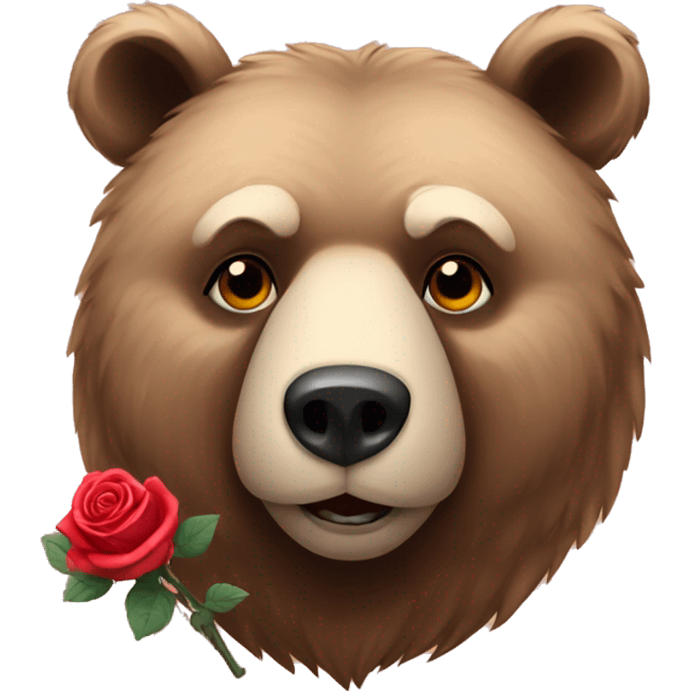 russian bear with rose  emoji